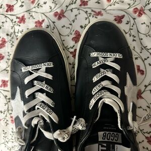 Golden Goose Black Sneakers with Cream Laces